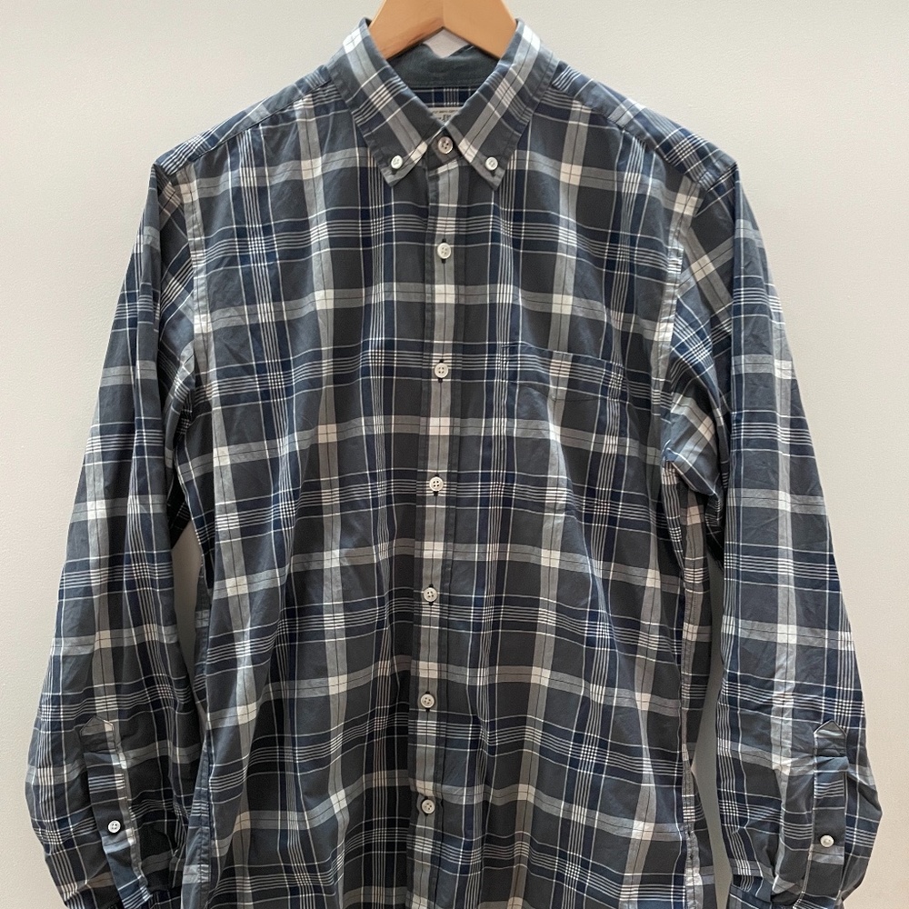 J Crew Grey and Blue Tartan Shirt